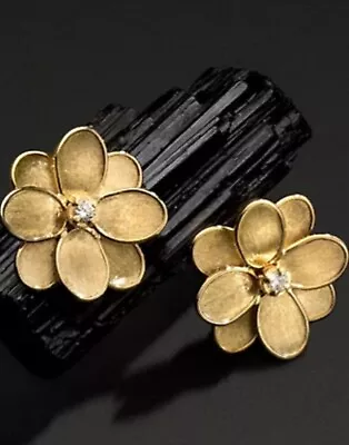 Marco Bicego Petali Diamond 18k Yellow Gold Flower Stud Earrings $2950 Full Set • $2000