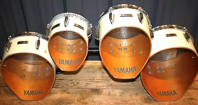 Vintage YAMAHA Japan Marching Tenors 8 10 12 13 Drums With Pearl Hard   Case • $399