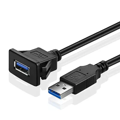 USB 3.0 Flush Mount Extention Cable W/ Buckle (Square)  For Dashboard Panel 6FT • $15.99