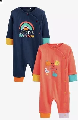 Next Unisex Baby Footless Sleepsuit Bundle X2 Bright Rainbow Family 18-24 Months • £8