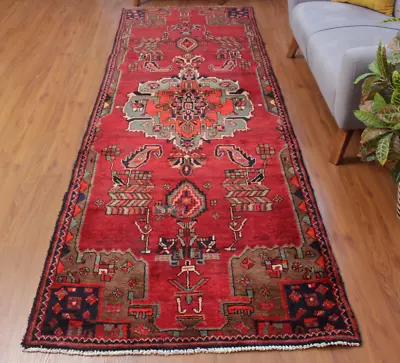 3X10 Hand Knotted RED Oriental Floral Vintage Wool Traditional Runner Area Rug • $399