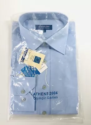 Athens 2004 Olympic Games Men's Medium Official Blue Formal Shirt - Brand New • £9.50