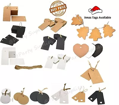 £3.99 • Buy Premium ECO KRAFT Scallop Rectangular Paper Gift TAGS Card Label  Free String 
