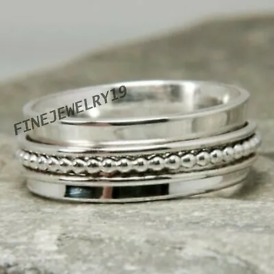 Solid 925 Sterling Silver Spinner Ring Meditation Handmade Beautiful Ring GN255 • $9.78