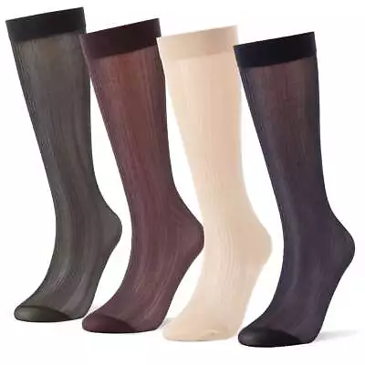 1/4 Pairs Womens Men Ultra Thin Dress Socks Silk Sheer Soft Business Socks Hot • $7.09