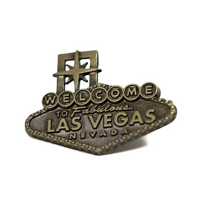 Las Vegas Sign Pin - Welcome To Las Vegas Sign 1.25  Lapel Pin - Brass Finish • $9.99