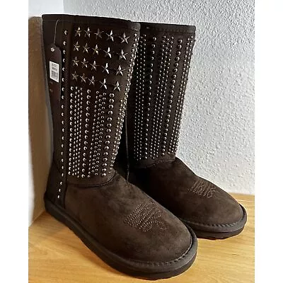 Montana West Studs Collection Boots - Coffee Size 7 - NWT • $60