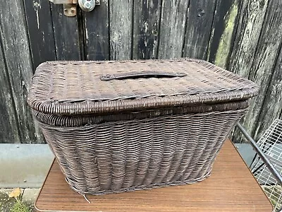 Vintage Antique Large Lidded Wicker Basket Display  • £20