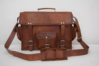 Leather Briefcase Messenger Bag 13 In Laptop Satchel Office School Crossbody Bag • $59.79