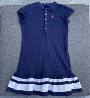 £6.50 • Buy Ralph Lauren Navy Polo Shirt Dress, Age 8-10 Years 