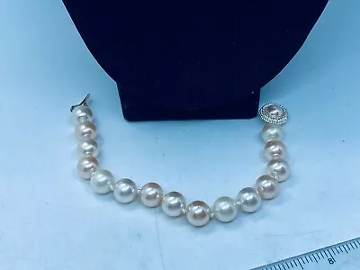 Vtg. Ralph Lauren Pink & Cream Faux Pearl Silver Tone Beaded Bracelet 383 • $3.25