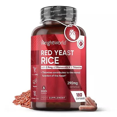 Red Yeast - 180Capsules - Fermented Rice - COenzyme Q10 For Heart Health - Vegan • £10.99