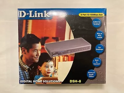 D-Link DSH-8 10/100Mbps Dual Speed 8-Port Ethernet Hub W/Uplink Switch • $16.99