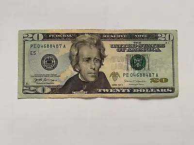 USA Real Money $20 Paper Money TWENTY DOLLARS Serial # PE 04688487 A Note 2017 • $29.99