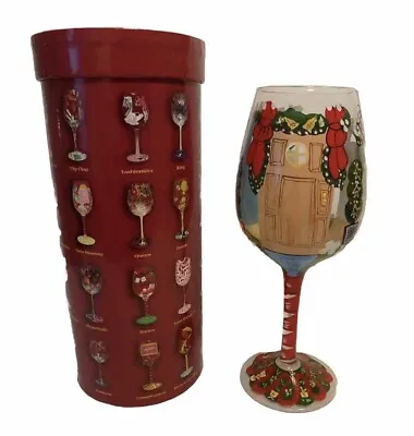 Lolita Hand Painted Wine Glass  Home For Holidays  Christmas • £19.30