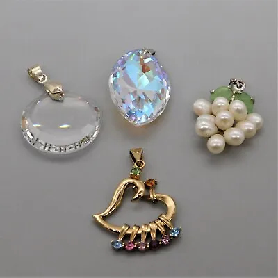 Vintage To Now Pendant Lot Genuine Pearls Crystals & Rhinestones • $21.99