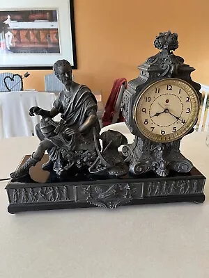 Antique Man Figural Large Mantle Clock Works!  • $850
