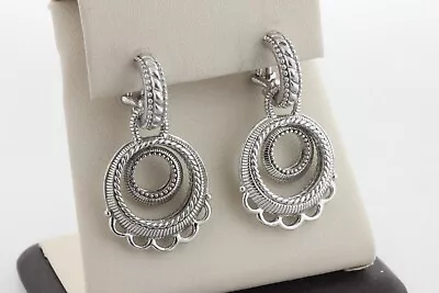 Judith Ripka Sterling Silver 925 Concentric Circle Twisted Hoop Design Earrings • $99.99