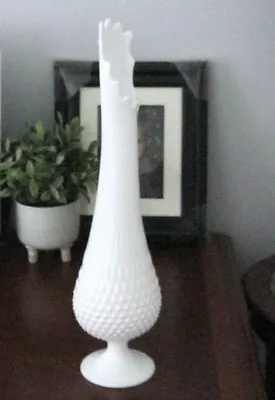 Vintage Fenton Milk Glass Hobnail Swung Stretch Vase Super Tall 20” T • $75