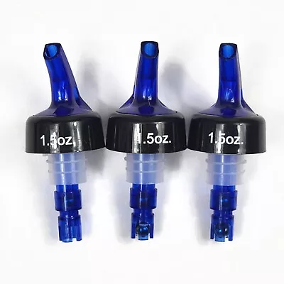 Measured Liquor Bottle Pour Spouts 1.5oz Blue Lot Of 3 • $18.99