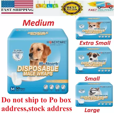 50 Pack Waist Disposable Dog Diapers Male Wraps Belly Bands Pet Soft All Sizes • $22.97