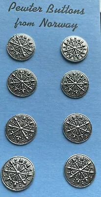 Vintage Pewter Buttons. Norwegian 🧭 Design • $19.50