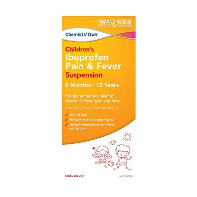 $25.95 • Buy Chemists Own Children’s Ibuprofen Pain & Fever Suspension 6months–12yrs 200mL