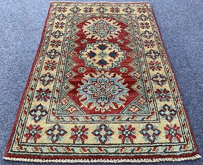 Authentic Hand Knotted Afghan Kazak Wool Area Rug 2.10 X 2.0 Ft (2030 HM) • £56.25