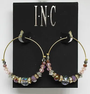 New I-N-C Gold Hoop Glass Stone Earrings Nwt #E1188 • $6.99