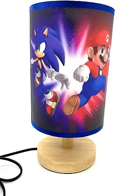 Super Sonic And Mario Table Lamp Bedside Night Light Wood Base Room Decoration • $43.92