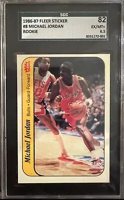 1986 Fleer Sticker #8 Michael Jordan SGC 6.5 RC Rookie Card • $495