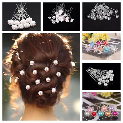 20pcs Wedding Party Hair Pins Bridesmaid Diamante Pearl Bridal Clips Grip New  • £3.69