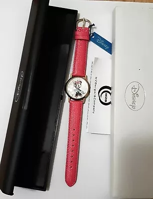 Minnie Mouse Watch Pink Leather Band MZB Hard Case Vintage Disney  • $35