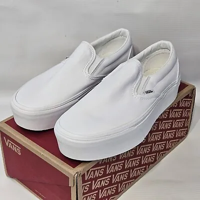 Vans Classic Slip On StackForm Canvas Women 6 Shoes True White  Trainers New • £42