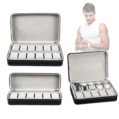 Jewelry Watch Box Portable Travel Zipper Case Collector Storage 6/10/12 SlotsNEW • $21