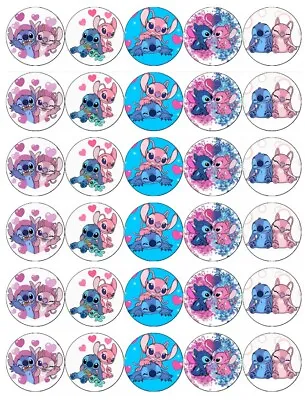 £1.90 • Buy 30 Stitch And Angel Edible Wafer Paper Cupcake Toppers Wafer Paper Fairy Cakes