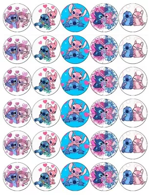 £1.90 • Buy 30 Stitch And Angel Edible Wafer Paper Cupcake Toppers Wafer Paper Fairy Cakes