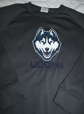 UCONN HUSKIES CREW NECK SWEATSHIRT WOMENS MEDIUM Stadium Stitched Logo Dk Gray 8 • $21