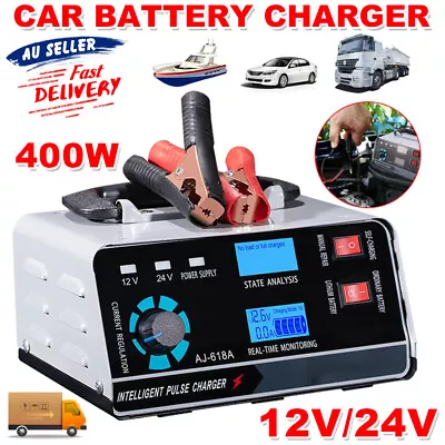 400W Car Battery Charger Trickle LCD Smart Pulse Repair Boat Trucks Motorcycle • $47.95