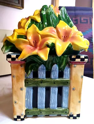 Sakura Spring Bouquet Figural Cookie Jar Lilies Debbie Mumm FREE SHIPPING • $40