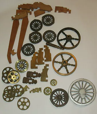 17 Lbs Of Model Cannon Parts! Brass/cast Iron/aluminum Wheels! Wood Carriage Pcs • $71.99