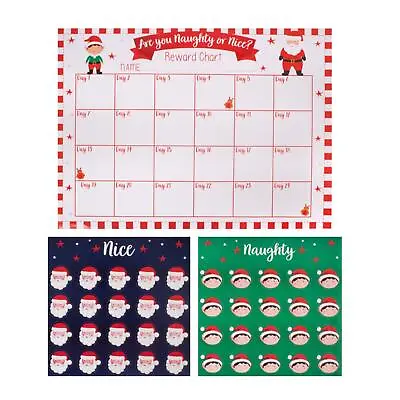 Christmas Santa's Naughty Or Nice Reward Chart With Stickers • £2.93