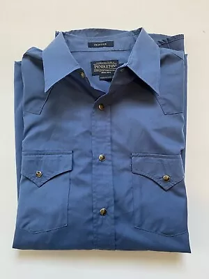 Pendleton Frontier Snap Shirt Men's Large Western Wear Long Sleeve Blue • $24.99