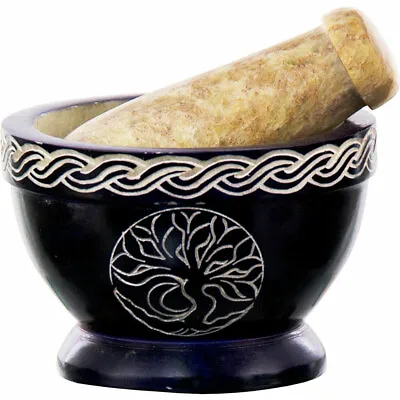M & P Blue Tree Of Life Mortar & Pestle Herbs Wiccan Pagan Kitchen Witch 64220 • $28