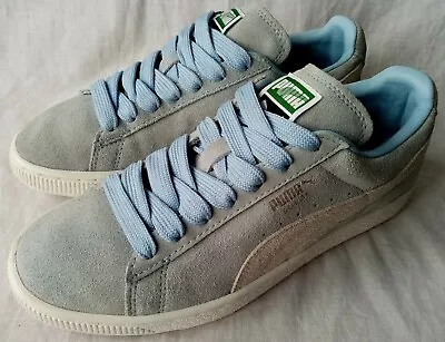 Puma Suede Size 5/38 Baby Blue Suede Lace Up Trainers Vgc Free P&p • £20