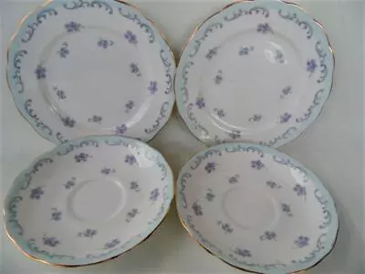 Vintage Queen Anne Ridgway Potteries Blue & Mauve Forget Me Nots Plates & Saucer • $35