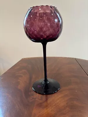 Vintage Empoli Italy Amethyst Purple Diamond Optic Brandy Glass • $30