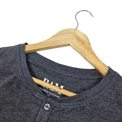 BAM Bamboo Clothing T-Shirt Mens Medium Grey Button Up Short Sleeve • $28.62
