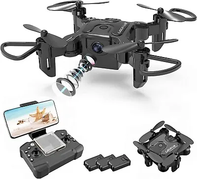 Foldable Mini Drone With 720P Camera For Kids FPV Video 3D Flip3 Battery Black • £68.89