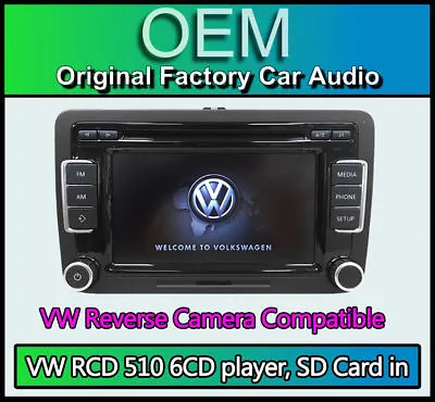 VW RCD 510 With Reverse Camera Input VW Beetle Touchscreen Stereo 6CD Player • $369.55